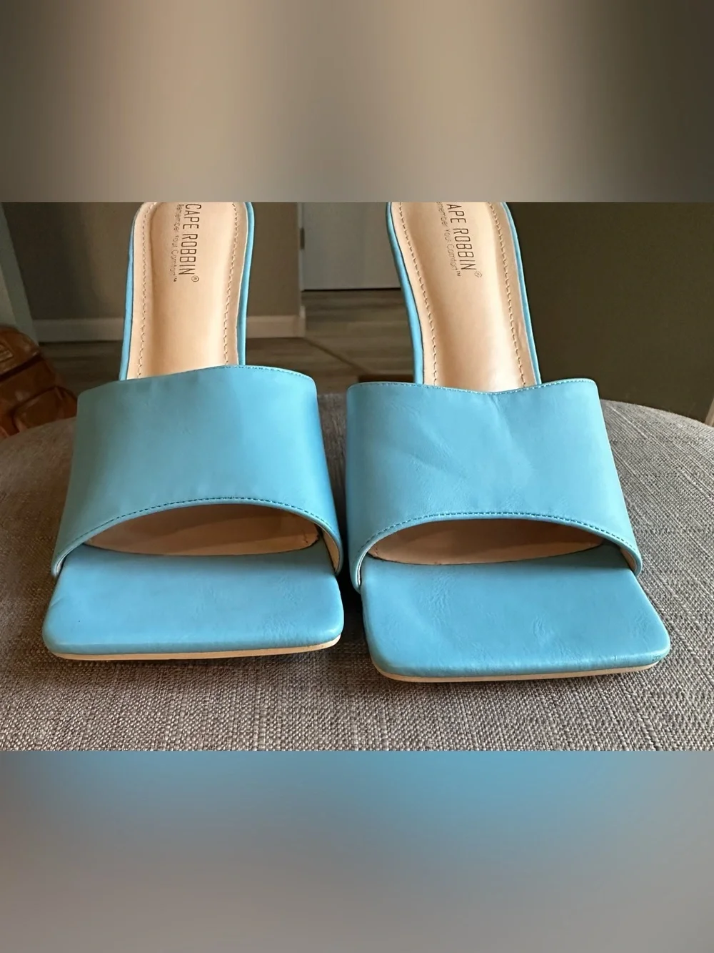 Cape Robbin Blue Square-Toe Slide Heels